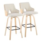 Stella 30 Cream Fabric Natural Wood Contemporary Barstools (Set of 2) 12 Stella 30 Cream Fabric Natural Wood Contemporary Barstools (Set of 2)