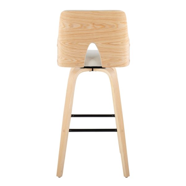 Stella 30 Cream Fabric Natural Wood Contemporary Barstools Set of 2 6
