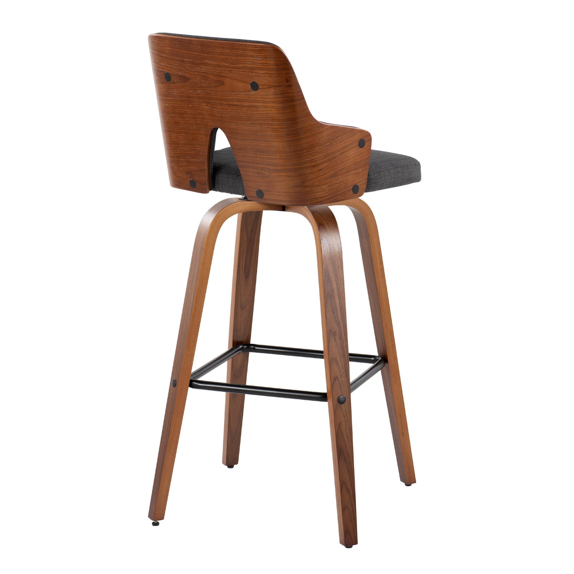 Stella 30 Mid-Century Modern Walnut and Charcoal Barstools (Set of 2) 6 Stella 30 Mid-Century Modern Walnut and Charcoal Barstools (Set of 2) - Image 6