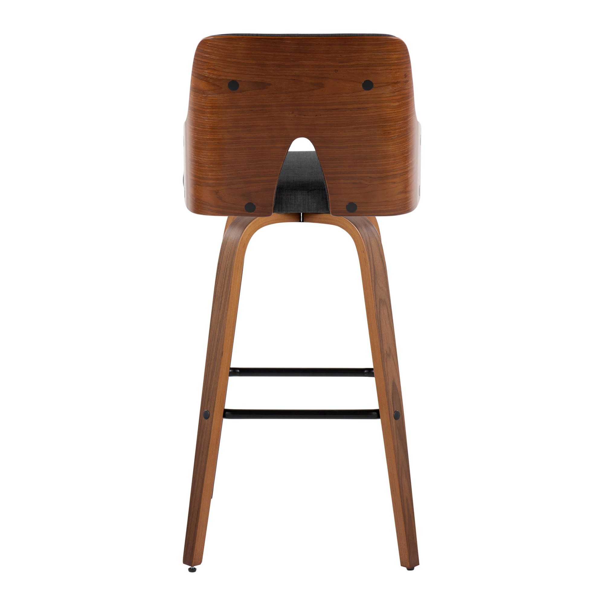 Stella 30 Mid-Century Modern Walnut and Charcoal Barstools (Set of 2) 7 Stella 30 Mid-Century Modern Walnut and Charcoal Barstools (Set of 2) - Image 7