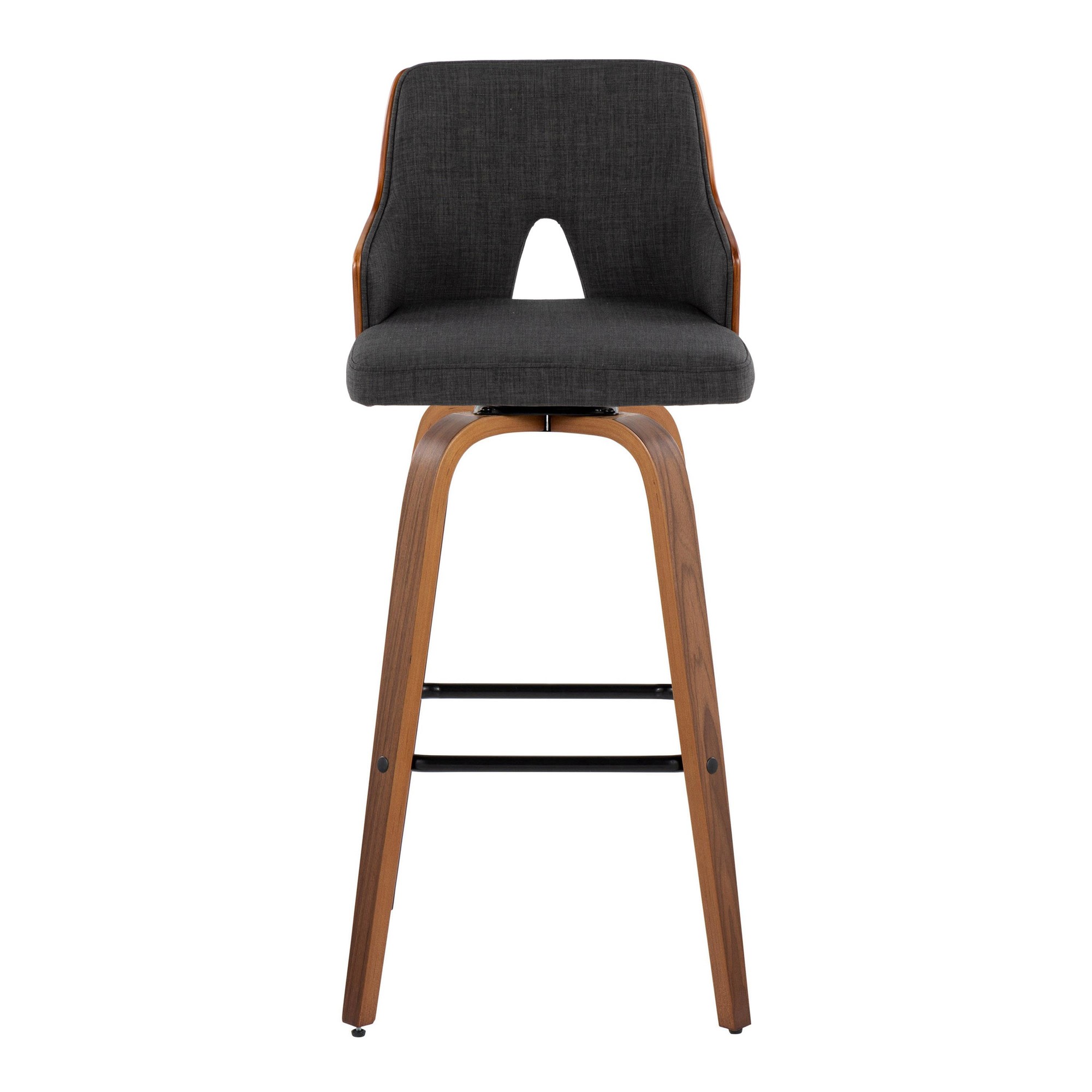 Stella 30 Mid-Century Modern Walnut and Charcoal Barstools (Set of 2) 8 Stella 30 Mid-Century Modern Walnut and Charcoal Barstools (Set of 2) - Image 8