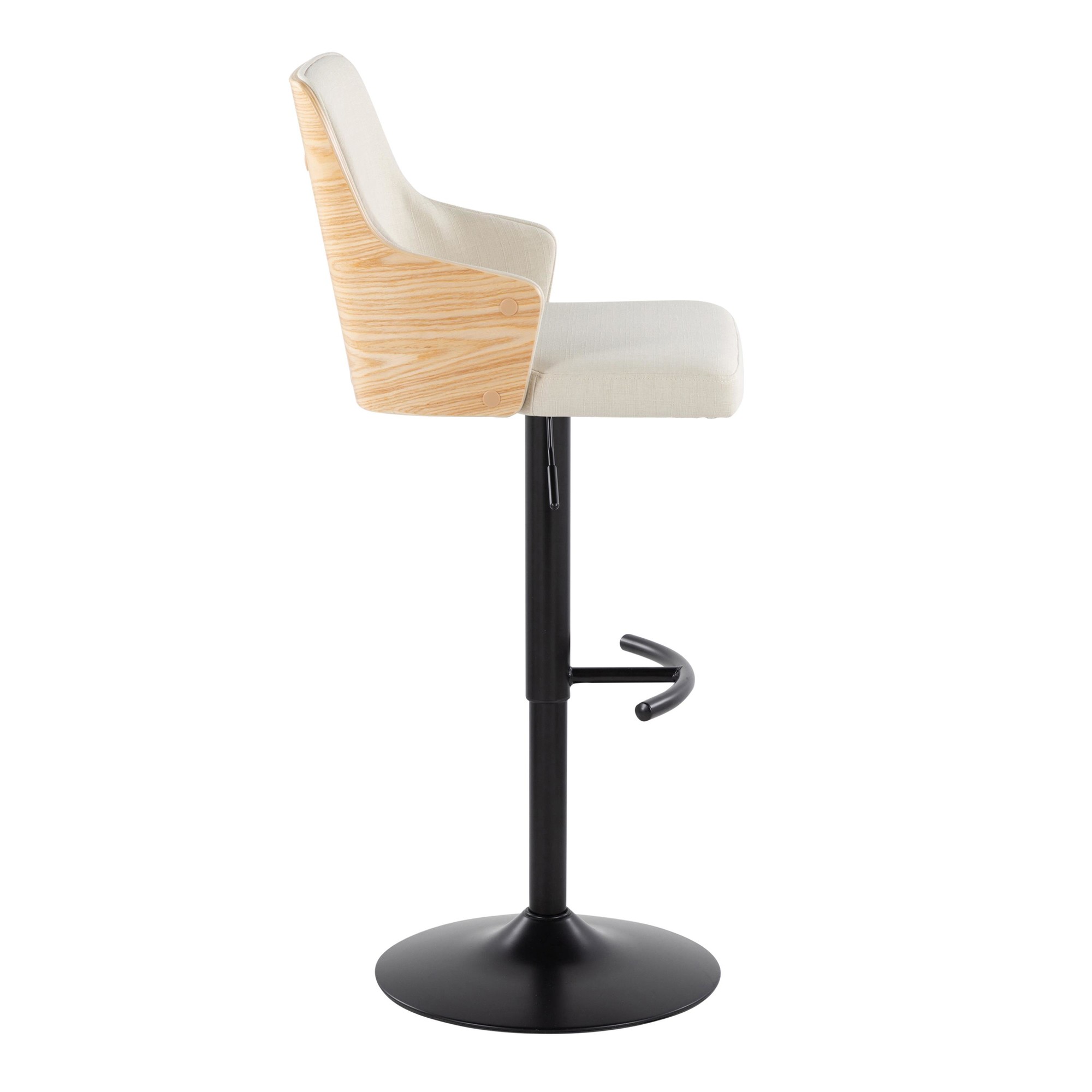 Stella Black Metal Cream Fabric Contemporary Swivel Barstools (Set of 2) 5 Stella Black Metal Cream Fabric Contemporary Swivel Barstools (Set of 2) - Image 5