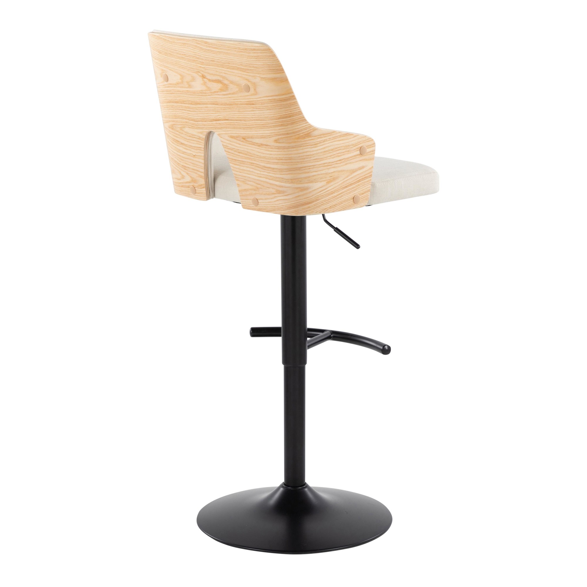 Stella Black Metal Cream Fabric Contemporary Swivel Barstools (Set of 2) 6 Stella Black Metal Cream Fabric Contemporary Swivel Barstools (Set of 2) - Image 6