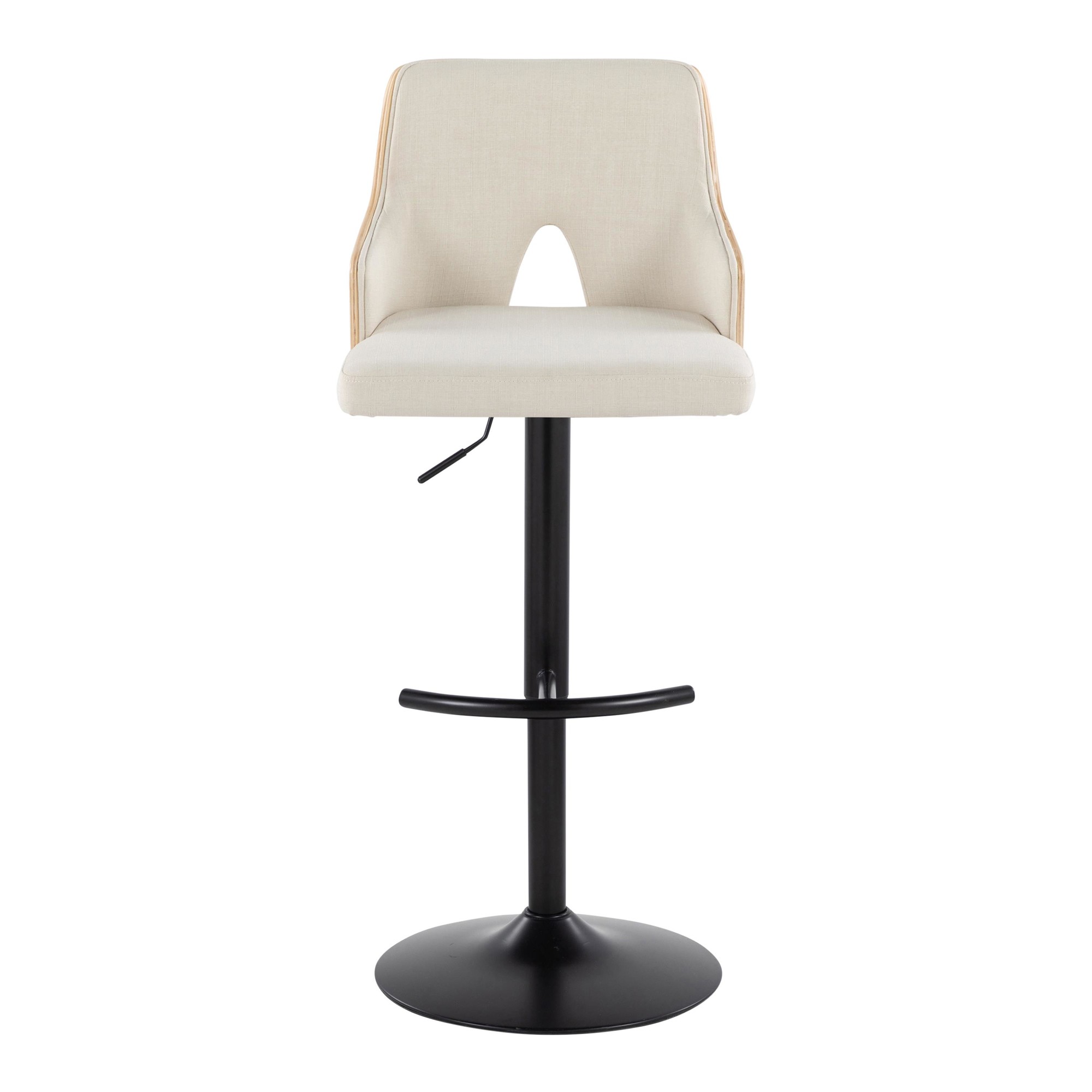 Stella Black Metal Cream Fabric Contemporary Swivel Barstools (Set of 2) 8 Stella Black Metal Cream Fabric Contemporary Swivel Barstools (Set of 2) - Image 8