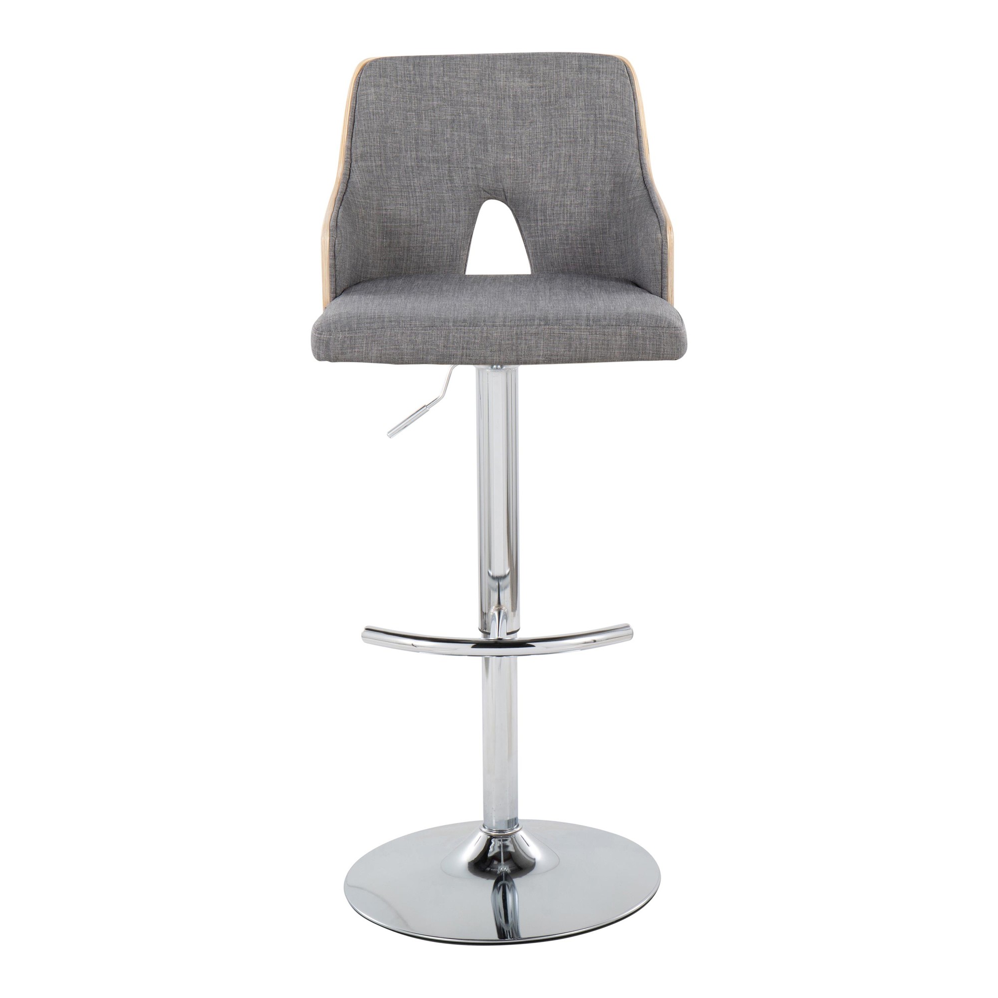 Stella Contemporary Adjustable Swivel Barstools in Grey and Wood (Set of 2) (Set of 2) 8 Stella Contemporary Adjustable Swivel Barstools in Grey and Wood (Set of 2) (Set of 2) - Image 8