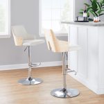 Stella Contemporary Cream Fabric Adjustable Swivel Barstools (Set of 2) 11 Stella Contemporary Cream Fabric Adjustable Swivel Barstools (Set of 2)
