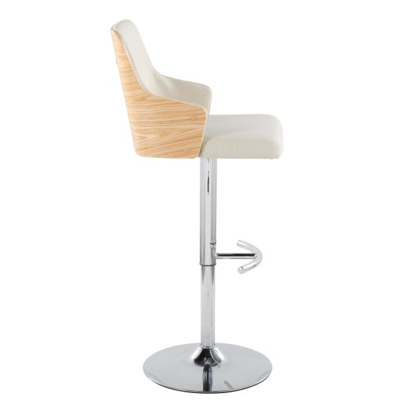 Stella Contemporary Cream Fabric Adjustable Swivel Barstools Set of 2 4