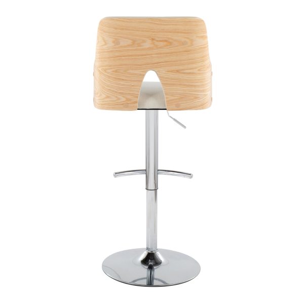 Stella Contemporary Cream Fabric Adjustable Swivel Barstools Set of 2 6