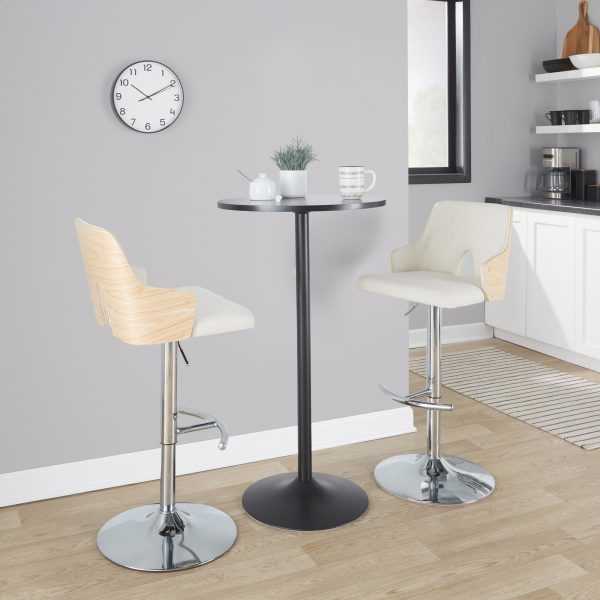 Stella Contemporary Cream Fabric Adjustable Swivel Barstools Set of 2