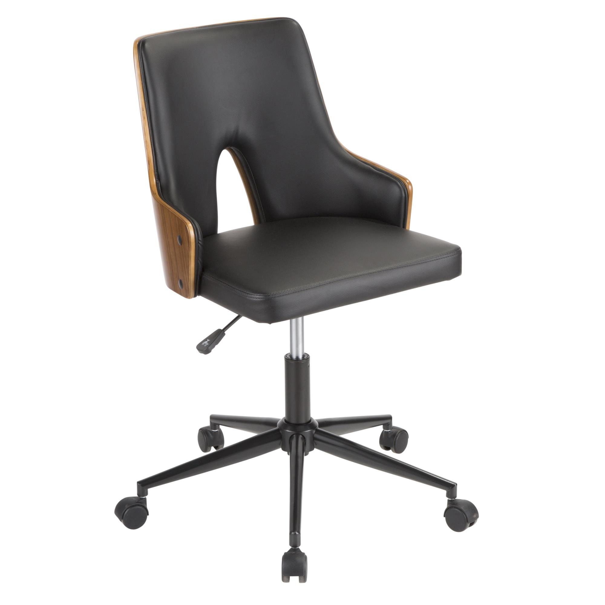 Stella Mid-Century Modern Walnut and Black Office Chair 2 Stella Mid-Century Modern Walnut and Black Office Chair - Image 2