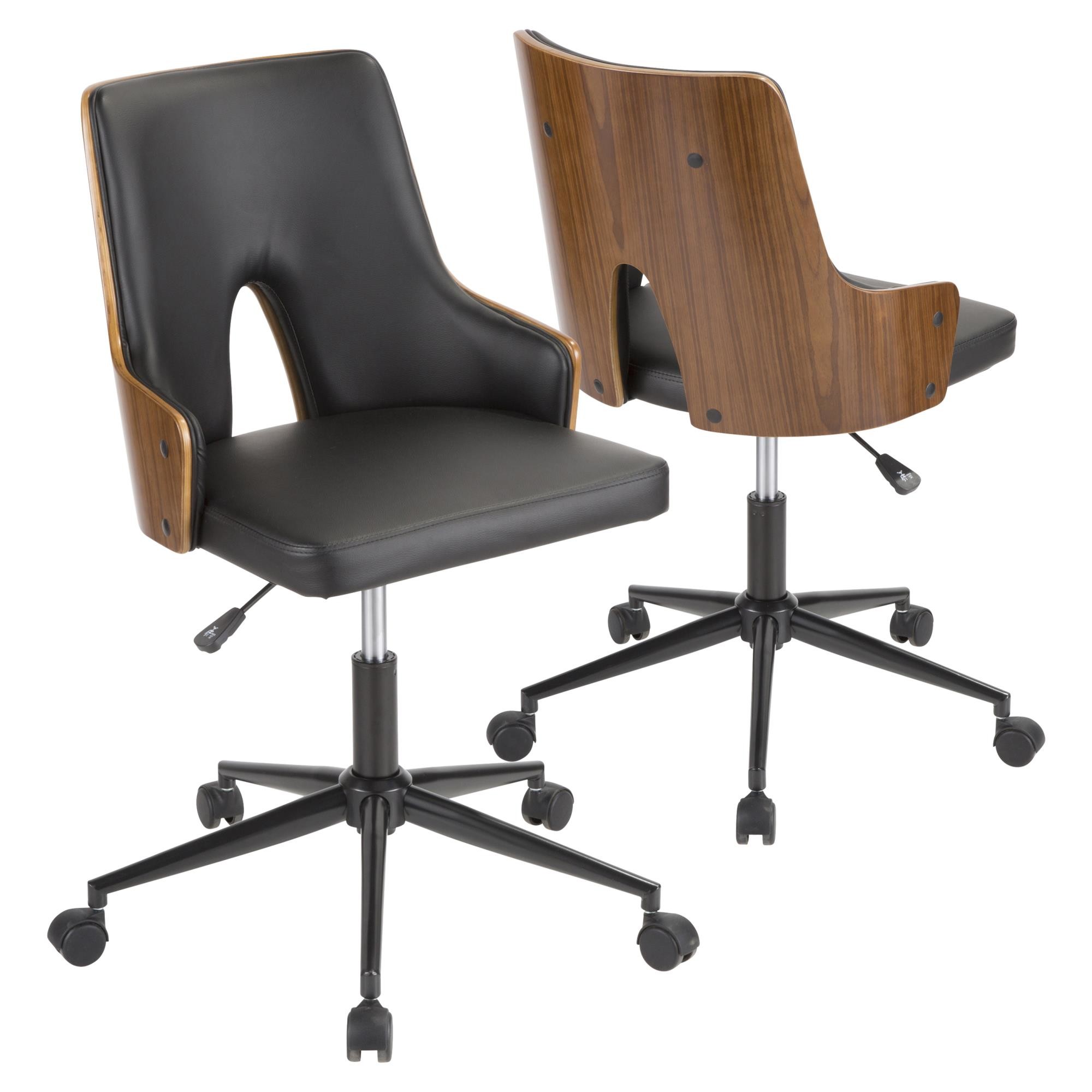 Stella Mid-Century Modern Walnut and Black Office Chair 3 Stella Mid-Century Modern Walnut and Black Office Chair - Image 3
