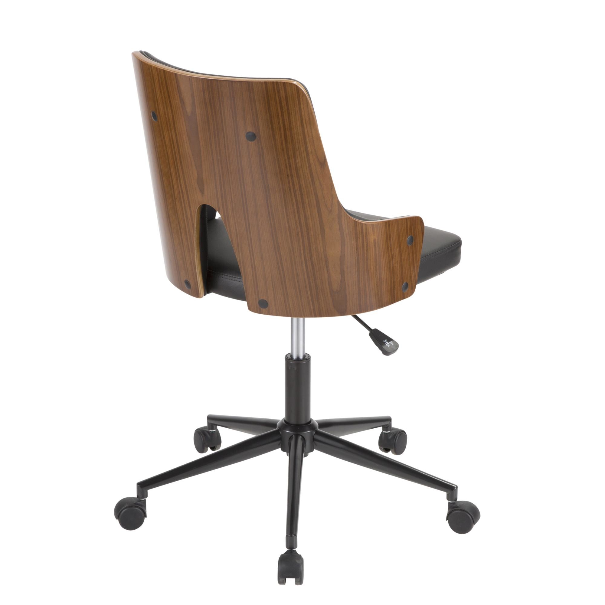Stella Mid-Century Modern Walnut and Black Office Chair 5 Stella Mid-Century Modern Walnut and Black Office Chair - Image 5