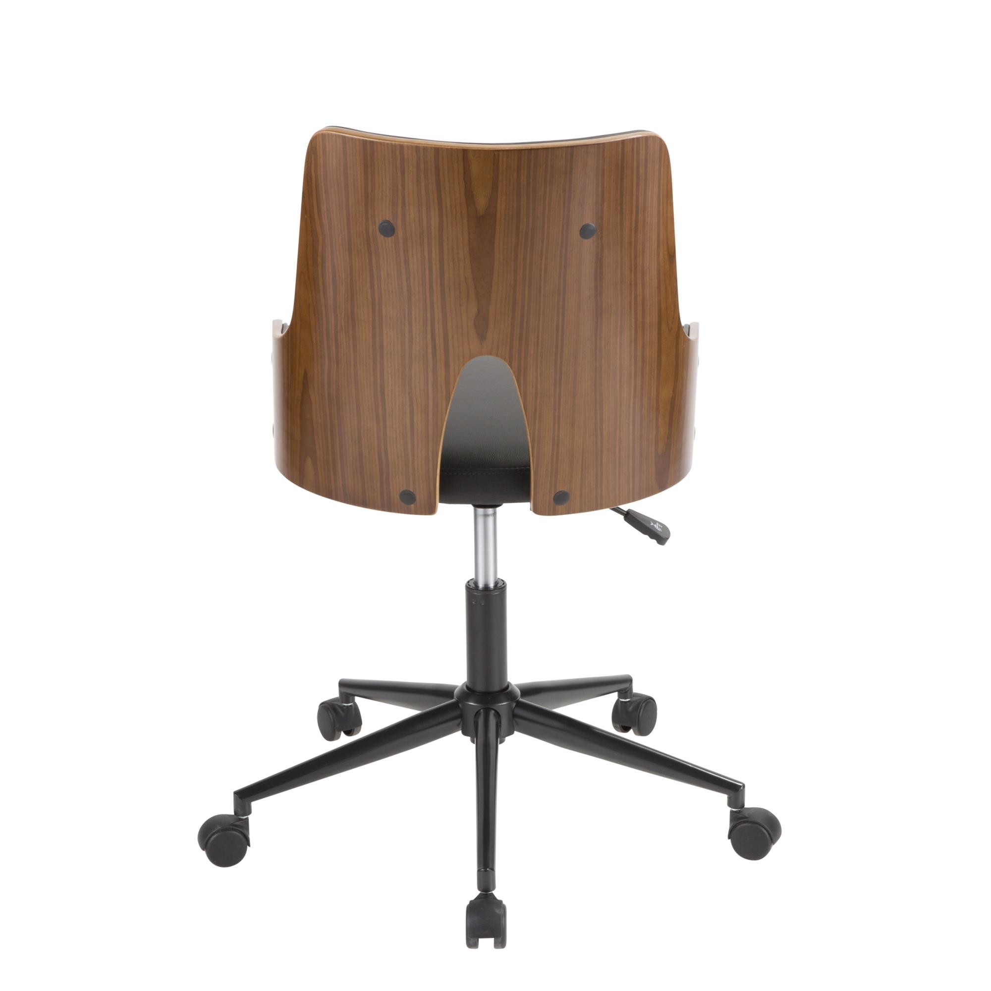 Stella Mid-Century Modern Walnut and Black Office Chair 6 Stella Mid-Century Modern Walnut and Black Office Chair - Image 6
