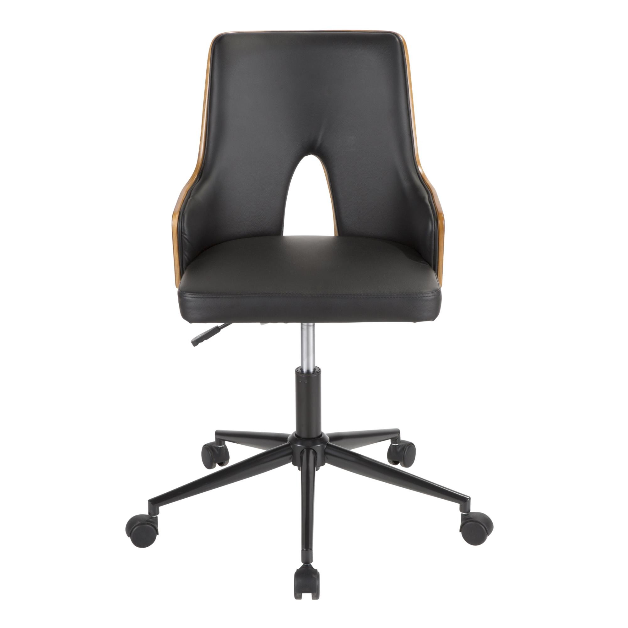 Stella Mid-Century Modern Walnut and Black Office Chair 7 Stella Mid-Century Modern Walnut and Black Office Chair - Image 7