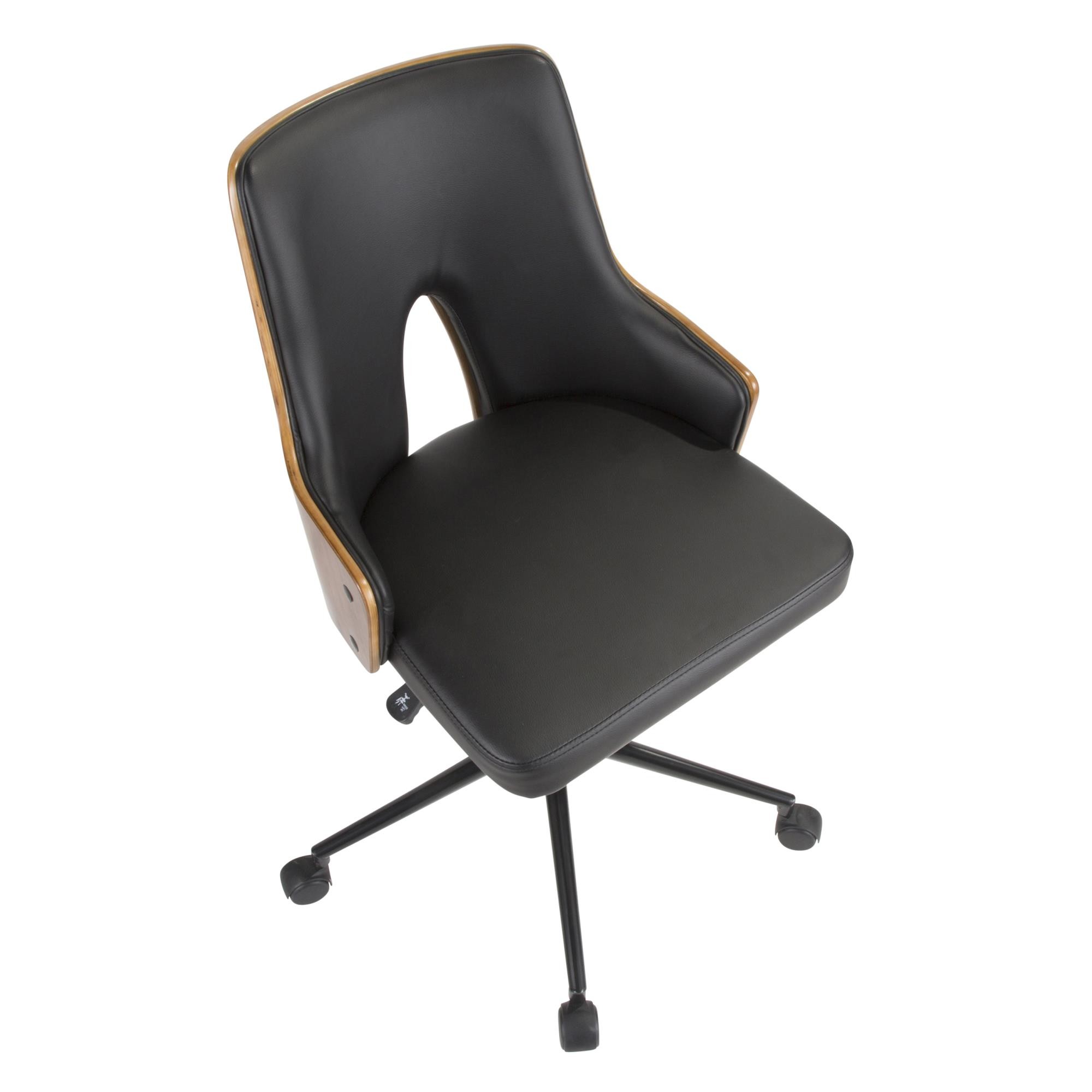 Stella Mid-Century Modern Walnut and Black Office Chair 8 Stella Mid-Century Modern Walnut and Black Office Chair - Image 8