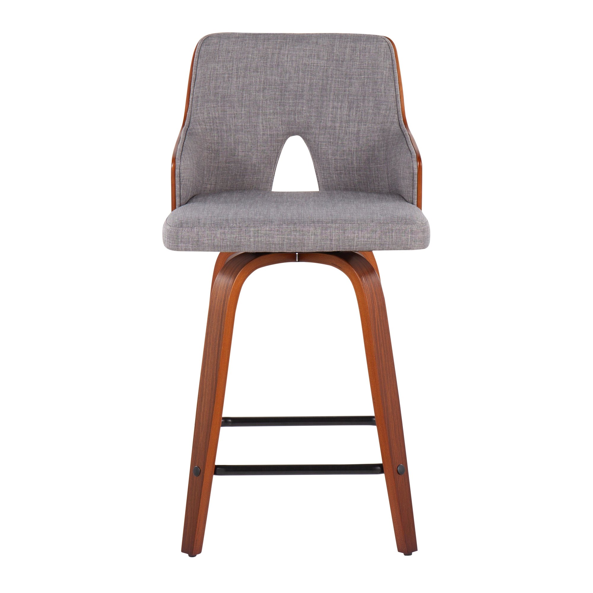 Stella Walnut and Light Grey Mid-Century Modern Counter Stools (Set of 2) 8 Stella Walnut and Light Grey Mid-Century Modern Counter Stools (Set of 2) - Image 8