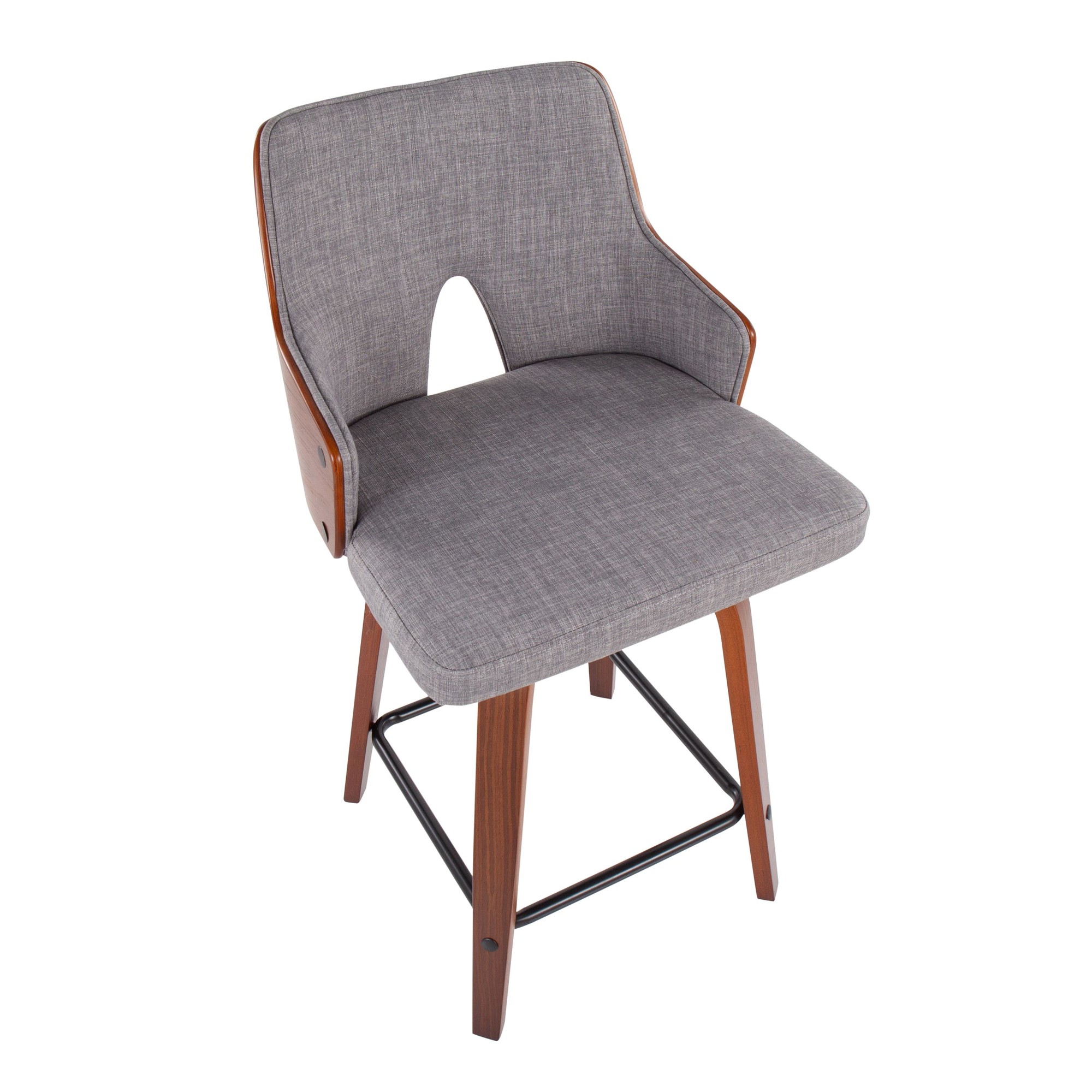 Stella Walnut and Light Grey Mid-Century Modern Counter Stools (Set of 2) 9 Stella Walnut and Light Grey Mid-Century Modern Counter Stools (Set of 2) - Image 9