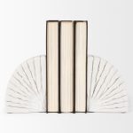 Stept White Marble Bookends w/rough carving (set of 2)