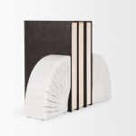 Stept White Marble Bookends w/rough carving (set of 2)
