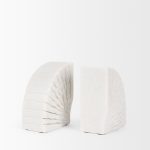 Stept White Marble Bookends w/rough carving (set of 2)