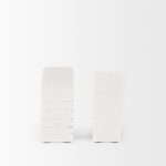 Stept White Marble Bookends w/rough carving (set of 2)