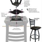 25-Inch Steel Swivel Counter Stool with Bronze Finish, Canter Red 2.5-Inch Cushion Seat, Low Curved Padded Back, and Single-Ring Base