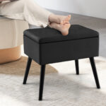 Velvet Storage Ottoman with Hinged Lid and Solid Wood Legs 23 Velvet Storage Ottoman with Hinged Lid and Solid Wood Legs