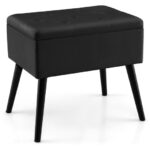 Velvet Storage Ottoman with Hinged Lid and Solid Wood Legs 24 Velvet Storage Ottoman with Hinged Lid and Solid Wood Legs