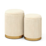 Stackable Velvet Linen Storage Ottomans with Gold Trim (Set of 2) 17 Stackable Velvet Linen Storage Ottomans with Gold Trim (Set of 2)