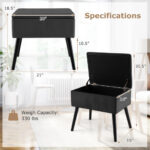 Velvet Storage Ottoman with Hinged Lid and Solid Wood Legs 26 Velvet Storage Ottoman with Hinged Lid and Solid Wood Legs