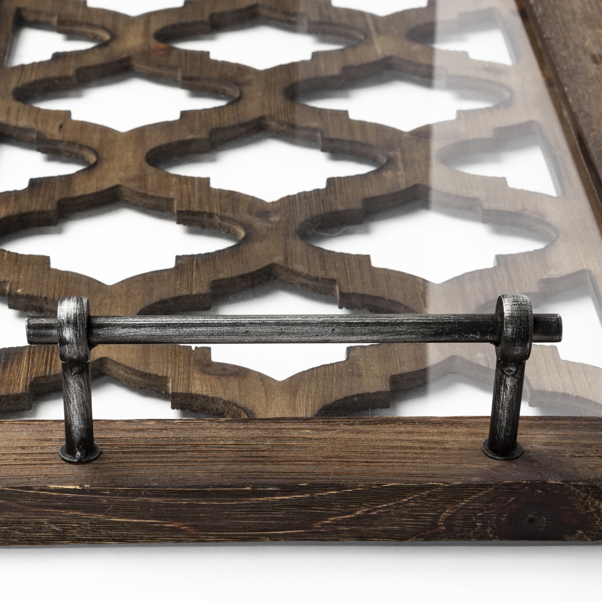 Stotonic 35L x 16W Brown Wood W Glass Top Rectangular Serving Tray 6 Stotonic 35L x 16W Brown Wood W Glass Top Rectangular Serving Tray - Image 6