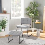 Stout Grey Fabric Contemporary Lounge Chair and Ottoman Set 4 Stout Grey Fabric Contemporary Lounge Chair and Ottoman Set