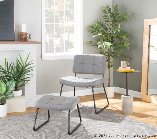 Stout Grey Fabric Contemporary Lounge Chair and Ottoman Set 1