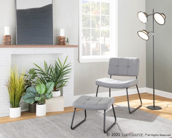Stout Grey Fabric Contemporary Lounge Chair and Ottoman Set