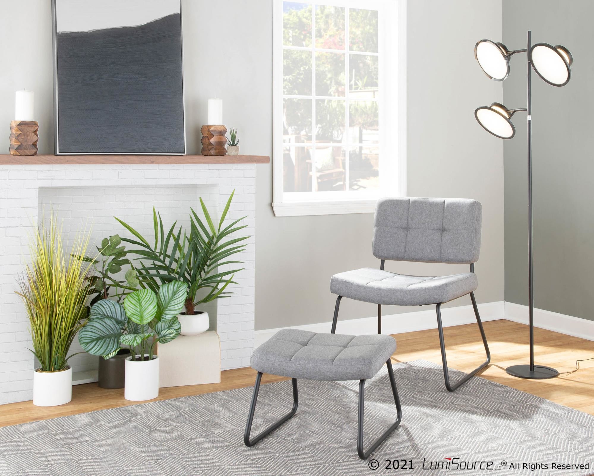 Stout Grey Fabric Contemporary Lounge Chair and Ottoman Set 1 Stout Grey Fabric Contemporary Lounge Chair and Ottoman Set