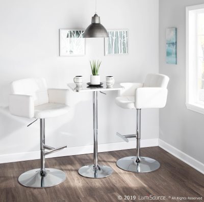 Stout White Contemporary Adjustable Swivel Barstool