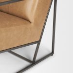 Stratton Gunmetal w/ Genuine Brown Leather Upholstered Accent Chair