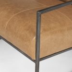 Stratton Gunmetal w/ Genuine Brown Leather Upholstered Accent Chair