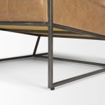 Stratton Gunmetal w/ Genuine Brown Leather Upholstered Accent Chair