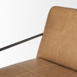 Stratton Gunmetal w/ Genuine Brown Leather Upholstered Accent Chair