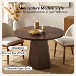 Stuart Walnut Snowflake Mid-Century Modern Round Dining Table 8 Stuart Walnut Snowflake Mid-Century Modern Round Dining Table