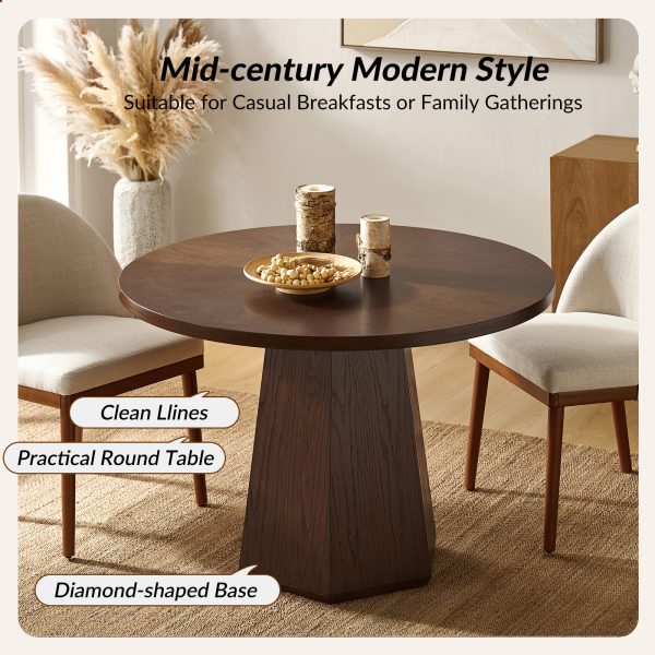 Stuart Walnut Snowflake Mid Century Modern Round Dining Table 2