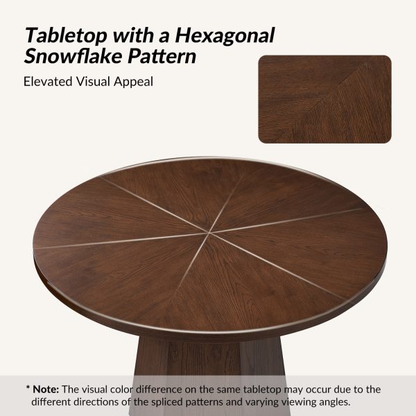 Stuart Walnut Snowflake Mid Century Modern Round Dining Table 3