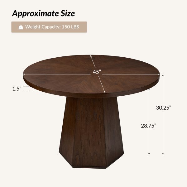 Stuart Walnut Snowflake Mid Century Modern Round Dining Table 4