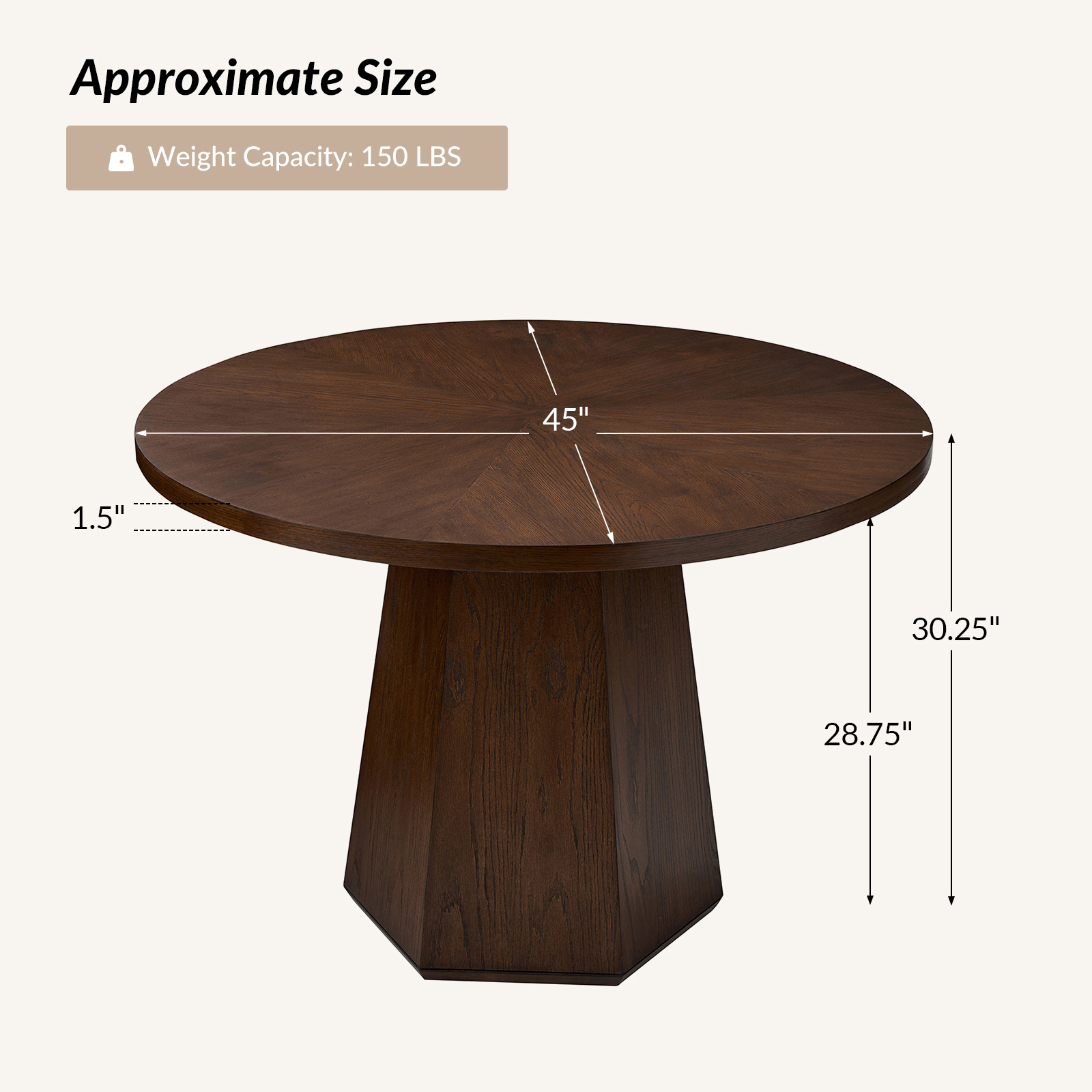 Stuart Walnut Snowflake Mid-Century Modern Round Dining Table 5 Stuart Walnut Snowflake Mid-Century Modern Round Dining Table - Image 5