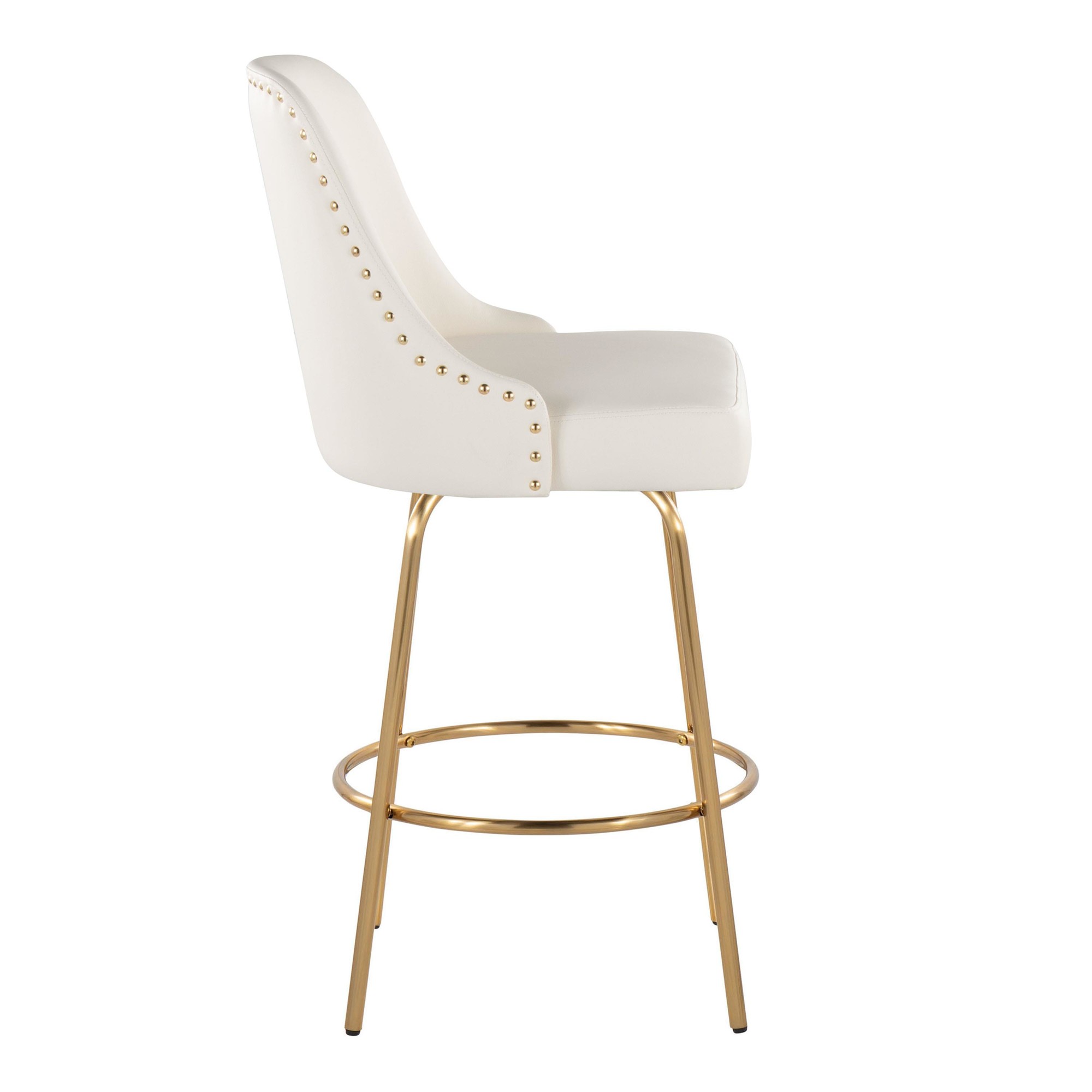 Studded Marcel 27-Inch Gold and White Contemporary Counter Stool (Set of 2) 5 Studded Marcel 27-Inch Gold and White Contemporary Counter Stool (Set of 2) - Image 5
