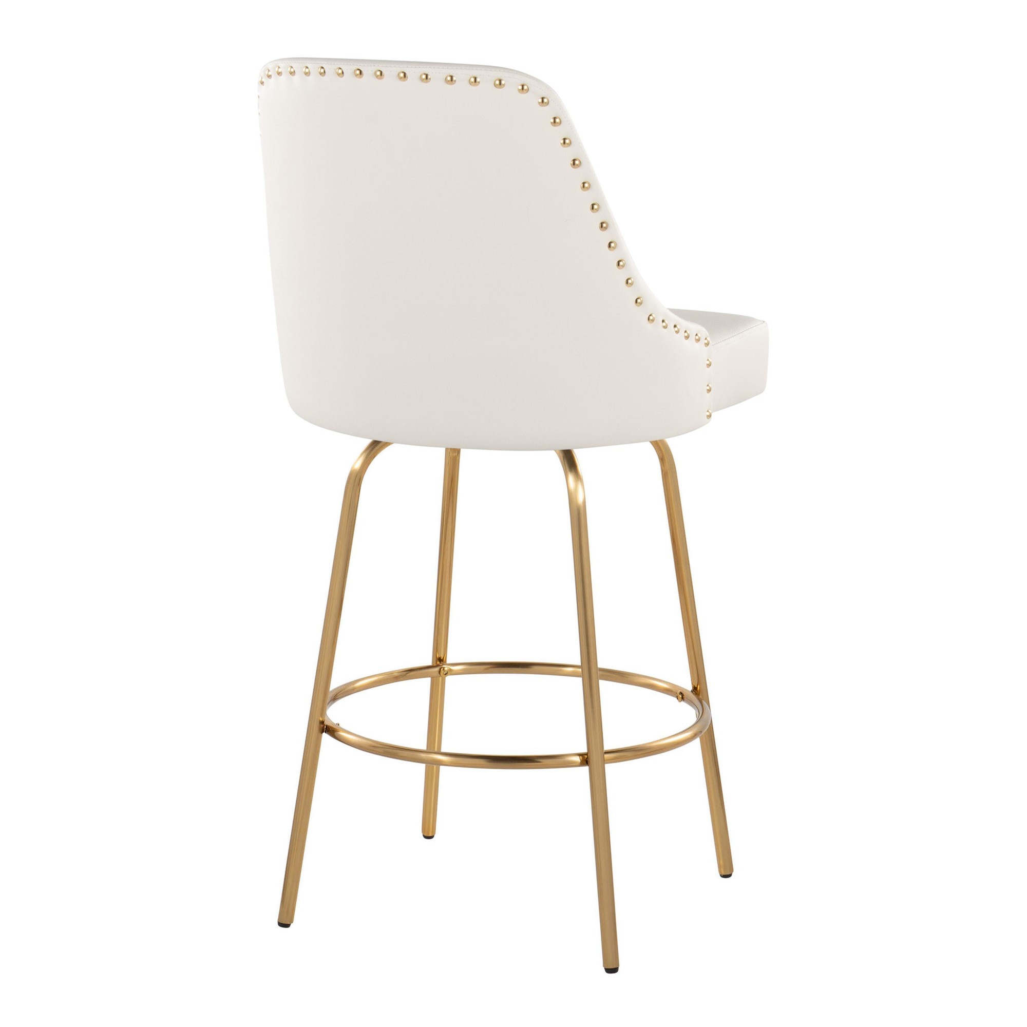 Studded Marcel 27-Inch Gold and White Contemporary Counter Stool (Set of 2) 6 Studded Marcel 27-Inch Gold and White Contemporary Counter Stool (Set of 2) - Image 6