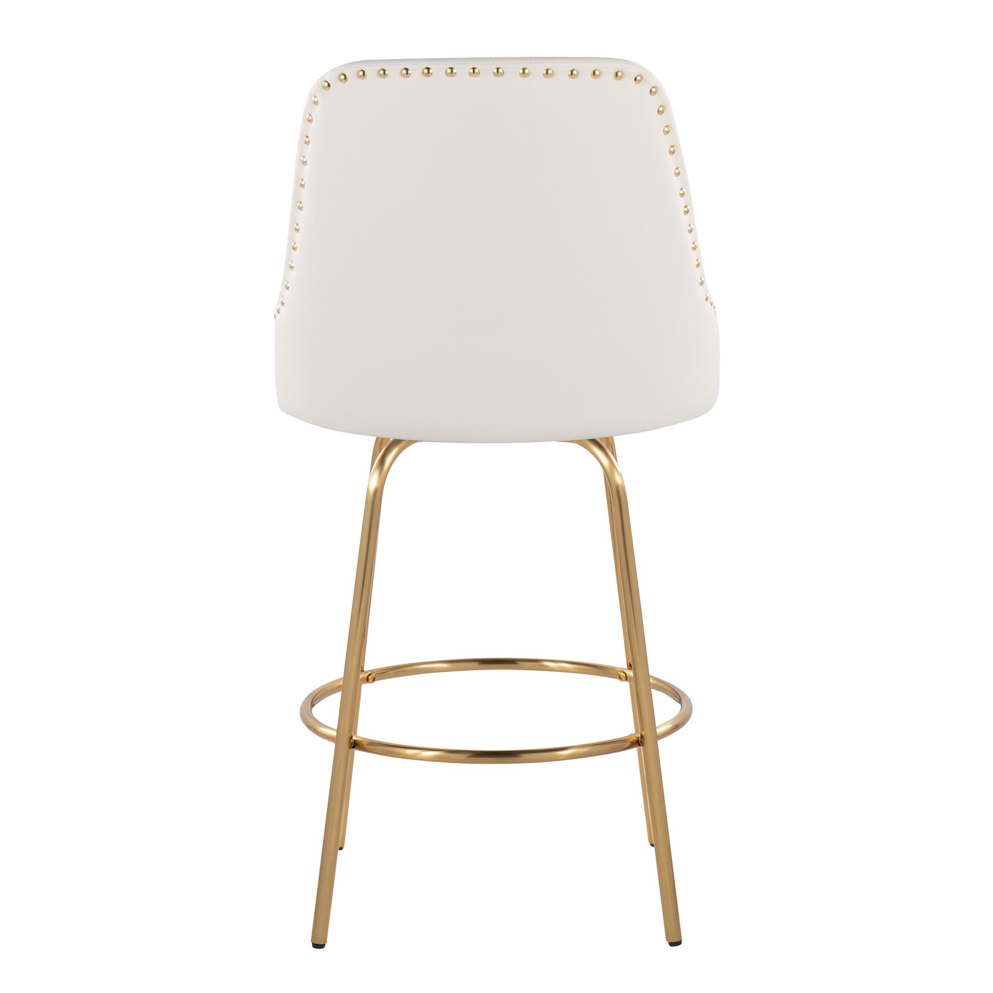 Studded Marcel 27-Inch Gold and White Contemporary Counter Stool (Set of 2) 7 Studded Marcel 27-Inch Gold and White Contemporary Counter Stool (Set of 2) - Image 7
