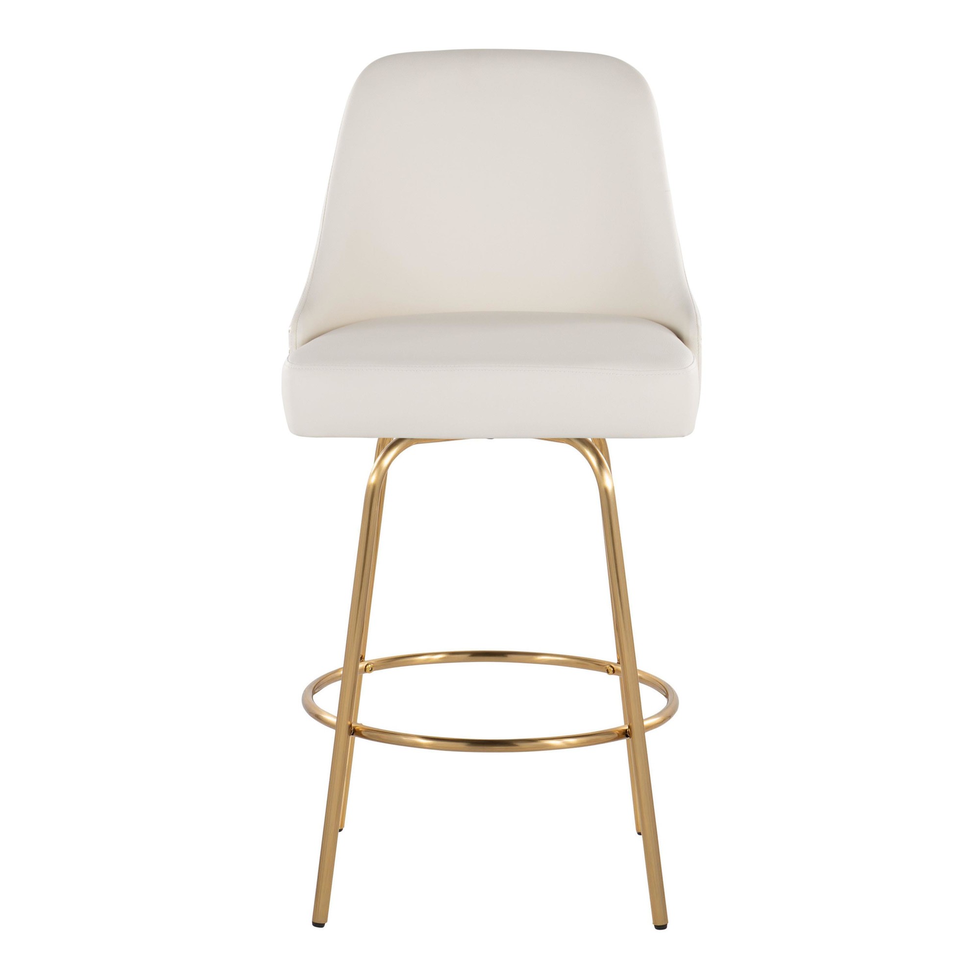 Studded Marcel 27-Inch Gold and White Contemporary Counter Stool (Set of 2) 8 Studded Marcel 27-Inch Gold and White Contemporary Counter Stool (Set of 2) - Image 8