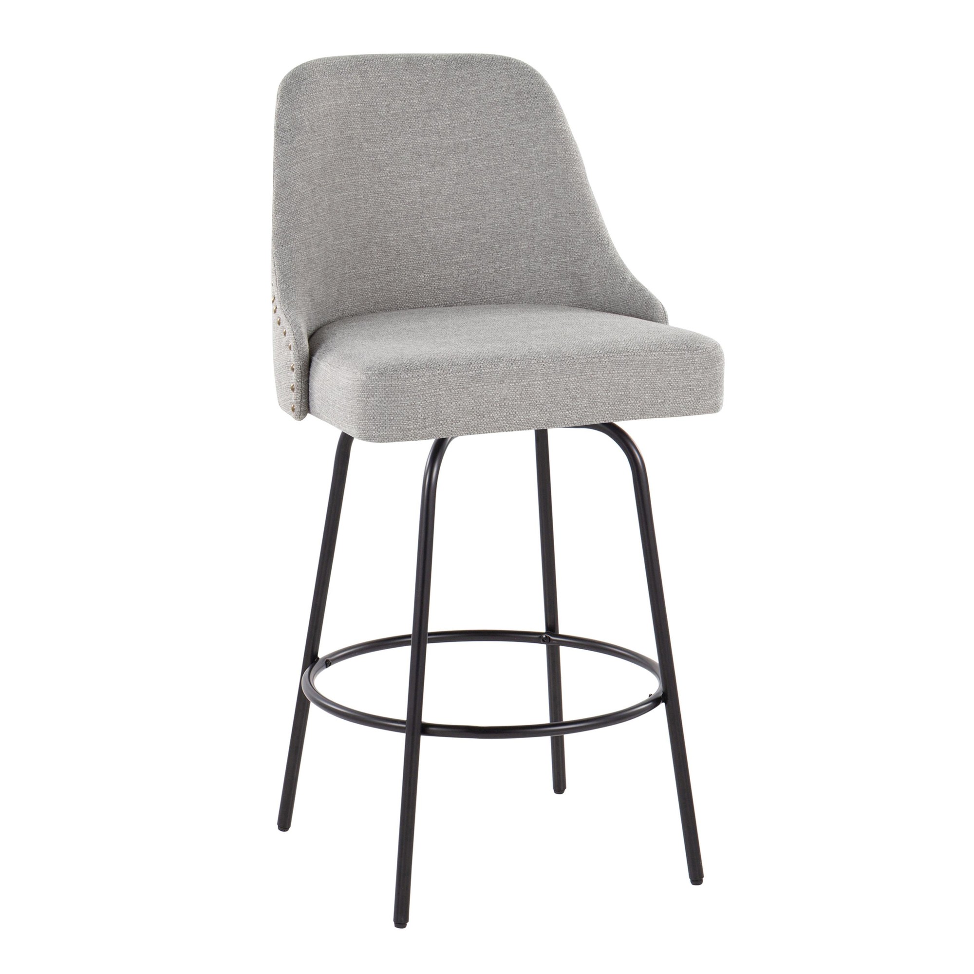 Studded Marcel 27-Inch Light Grey Contemporary Swivel Stools (Set of 2) 4 Studded Marcel 27-Inch Light Grey Contemporary Swivel Stools (Set of 2) - Image 4
